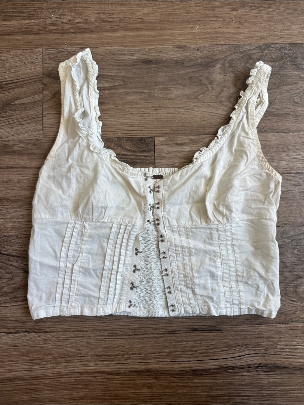 Free People Cream Crochet-Front Crop Top